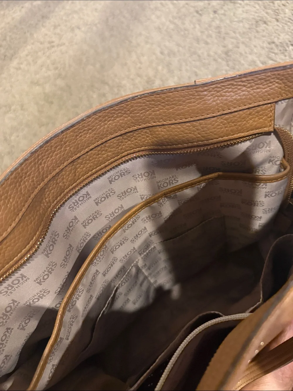 Michael Kors Caramel Pebbled Leather Tote - Picture 4 of 8
